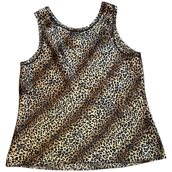 Etonné Leopard/Cheetah Print Satin Tank Top Size Medium - Picture 4 of 6